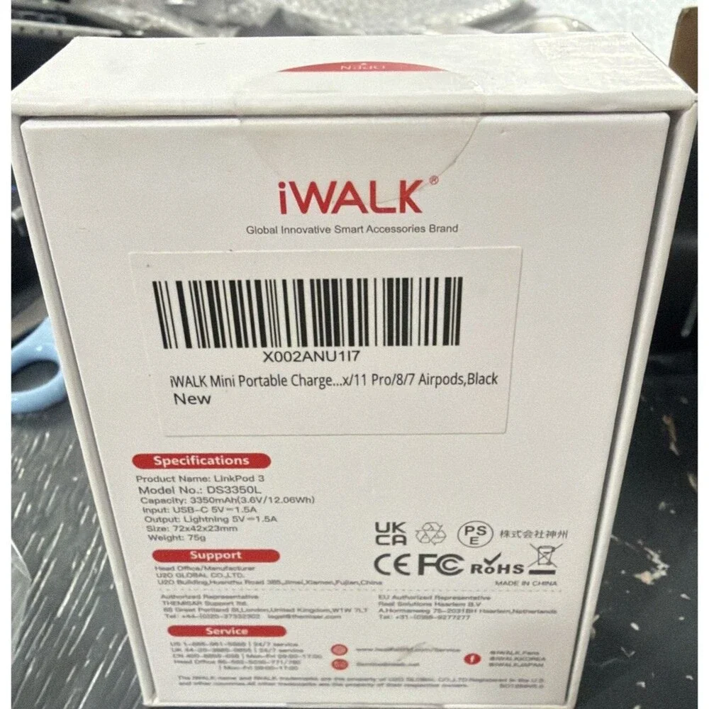 New -- iWALK Portable Charger, LinkPod 3 Pro MFI certified 3500mAh Power Bank